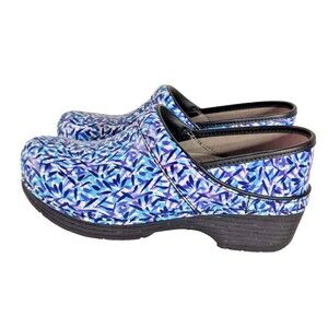 Dansko LT Pro Clog Leather Womens EU 38 US 7.5 - 8 Blue Dash Multicolor Print
